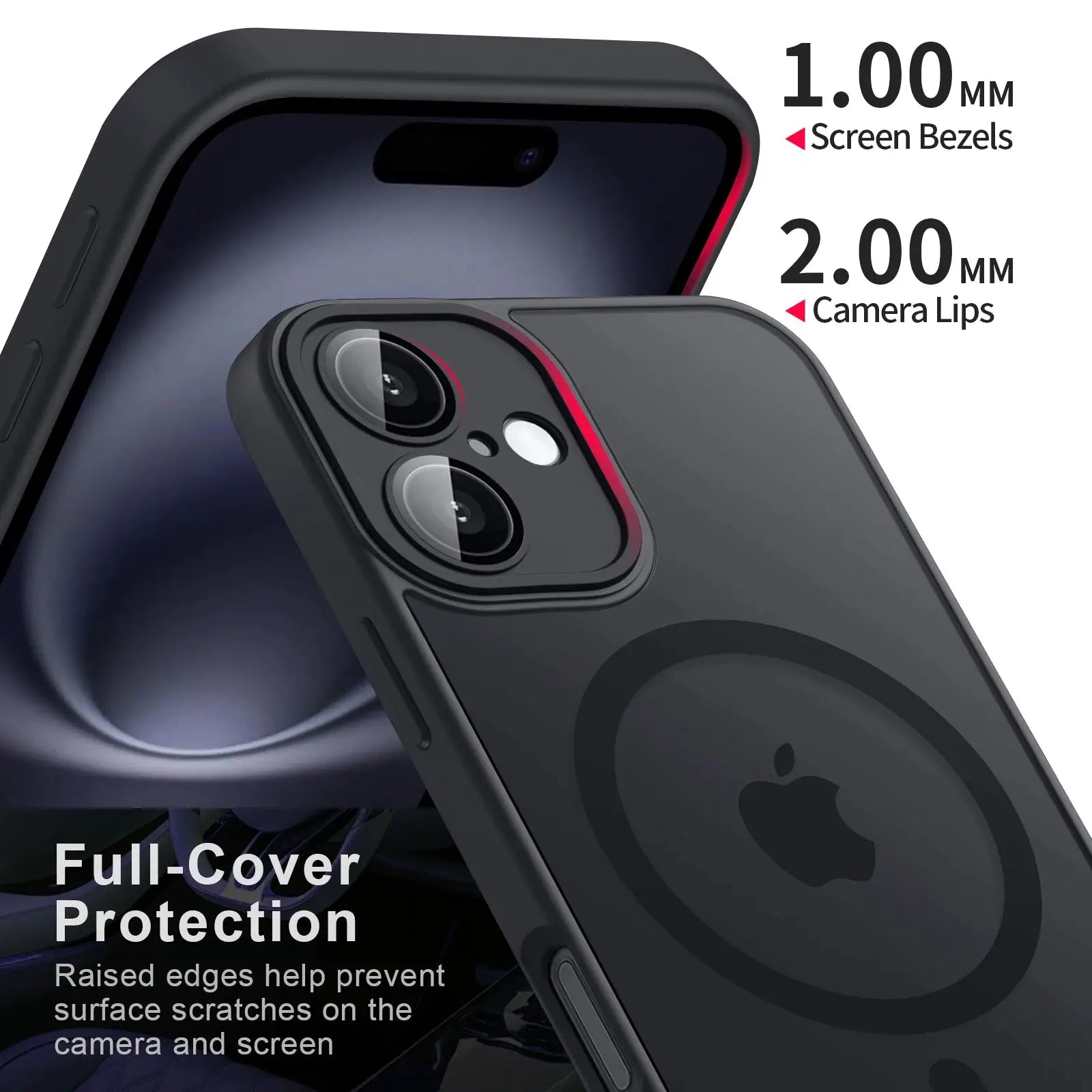 Simples Market luxury MagSafe iPhone case, matte translucent, full-cover protection for iPhone 11–16, dark gray
