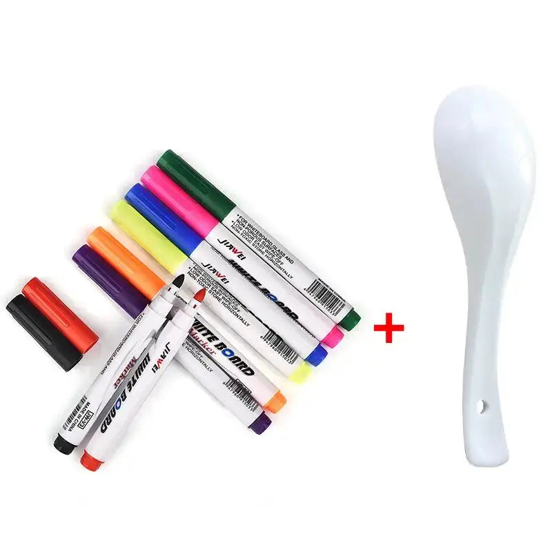 Magical Water Painting Pens whiteboard markers: 8-color set with white spoon tool by Simples Market