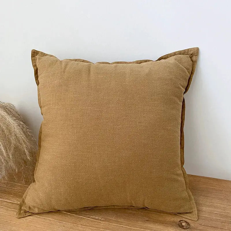 Decorative ramie cushion cover, warm tan Boho farmhouse pillow cover for chair, couch, or sofa