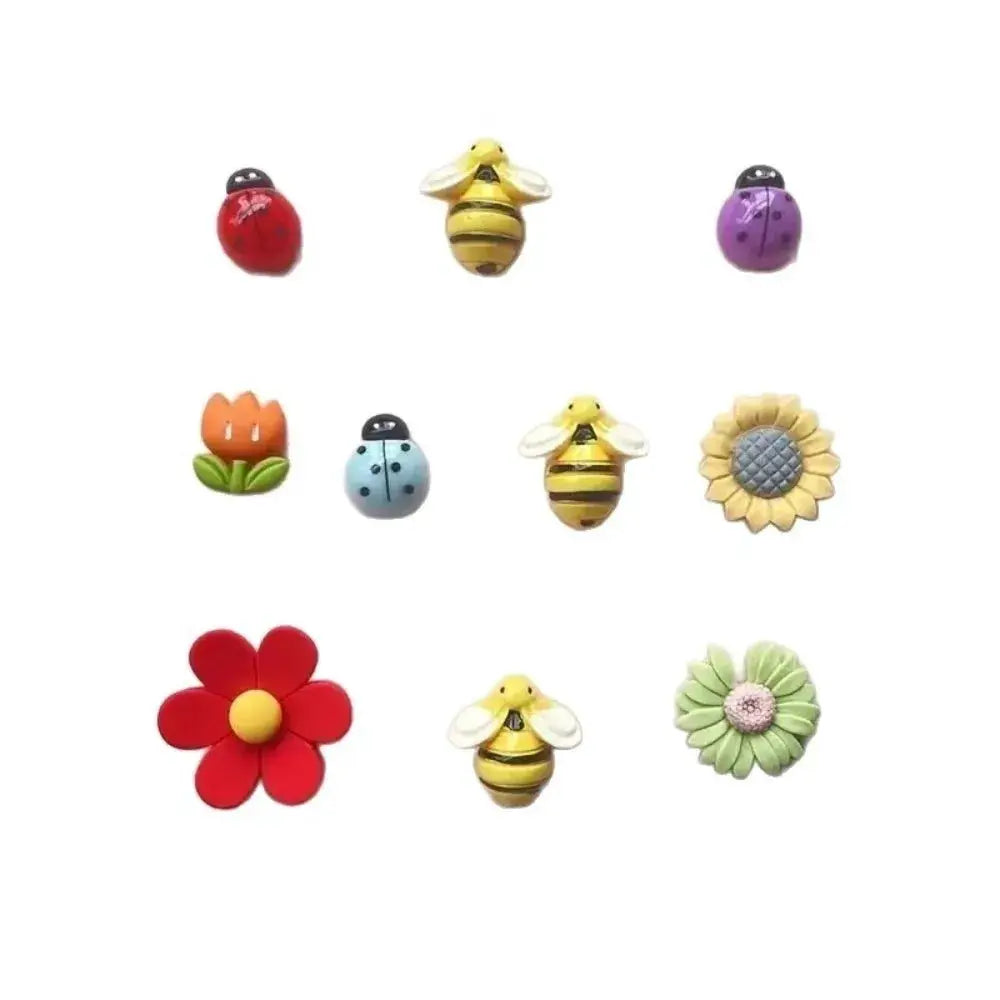 10pc refrigerator magnets set by Simples Market; colorful bees, ladybugs and flowers for fridge decor
