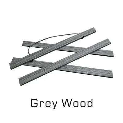 Grey wood magnetic painting frame set of four with teak-pine slats for canvas or photo display