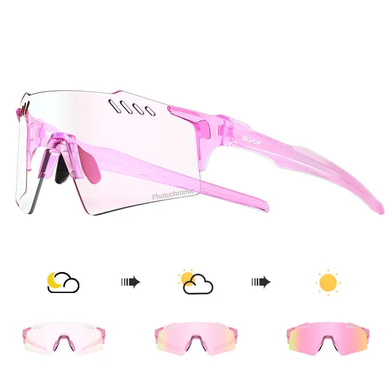 SCVCN Photochromic Cycling Glasses With Adaptive Lenses UV400 Protection For Outdoor Sports