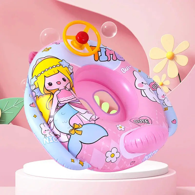 PVC Children Swimming Ring For Beach And Pool With Steering Wheel Inflatable Baby Water Toy Circle