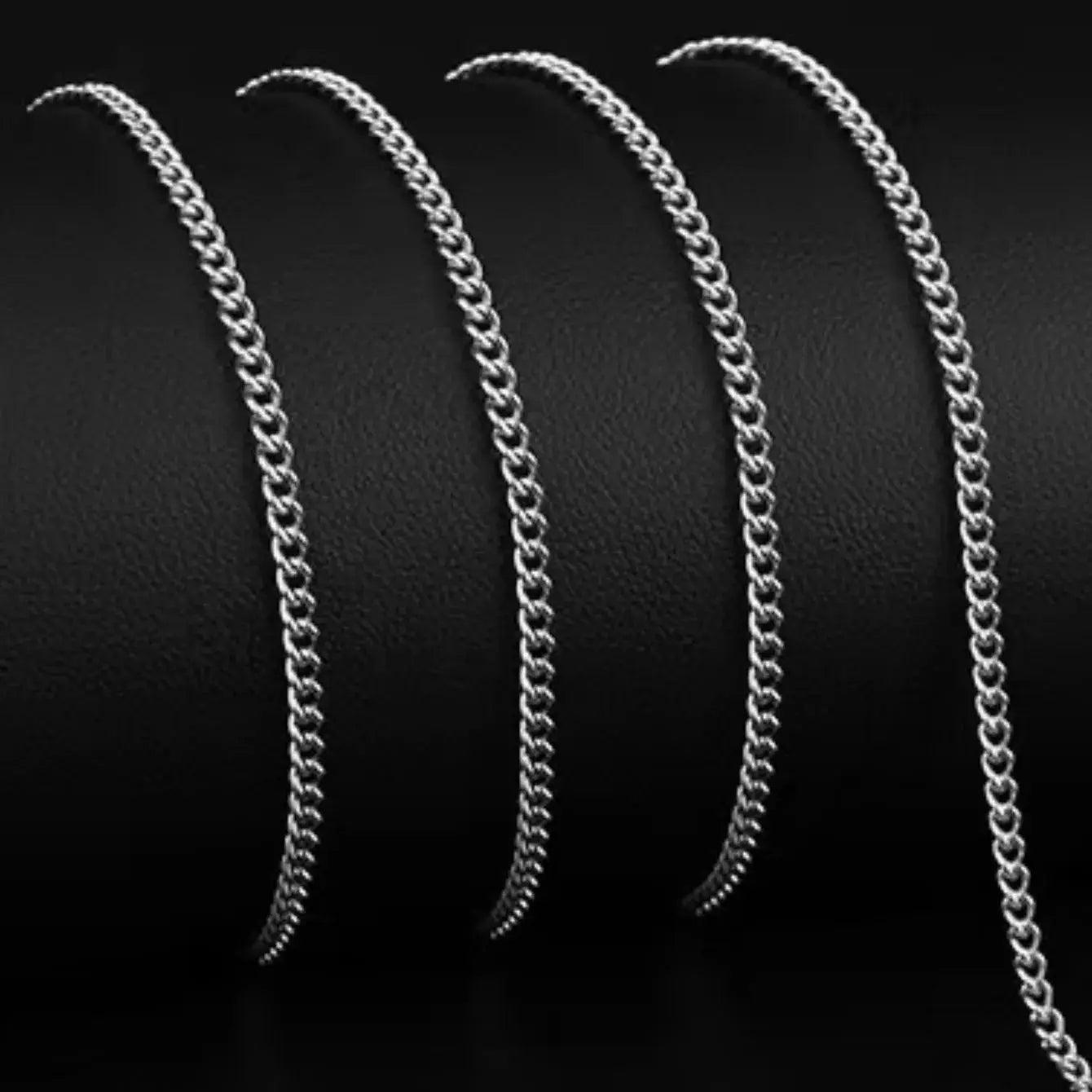 3mm Mens Cuban Link Chain Necklace Stainless Steel Jewelry Fashion for Men Trendy Gift Idea