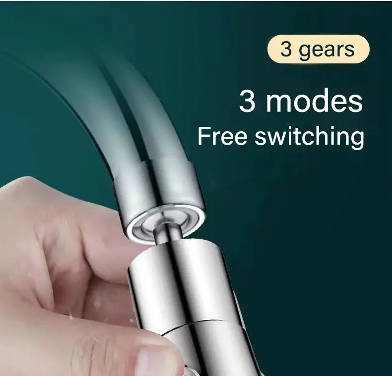 Simples Market 3-in-1 kitchen faucet extender in chrome, universal 360° rotating pull-out with 3 modes