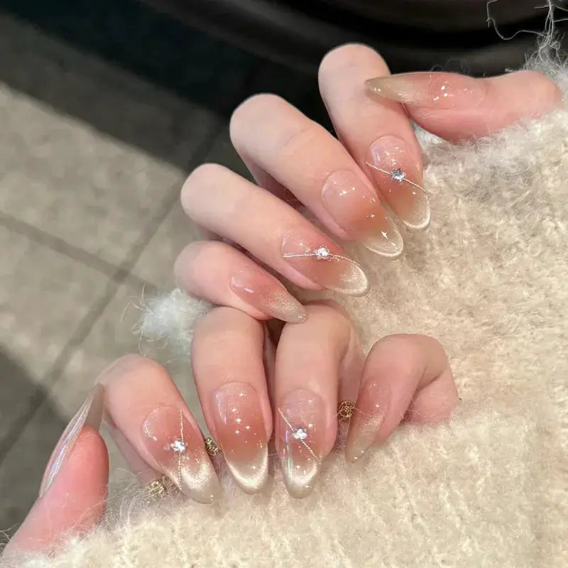 AuraNails 24Pcs Short Oval Blush Pink Press On Nails Full Coverage Acrylic Tips With Glue Included