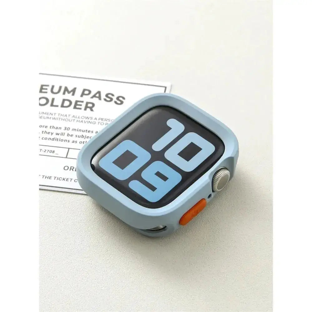 Simples Market bumper silicone case for Apple Watch, light blue anti-drop matte cover, fits 40–49mm sizes
