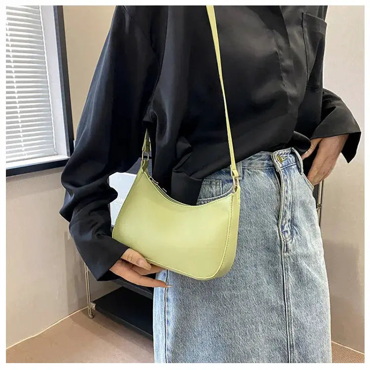 Handbag by Simples Market, lime-green solid-color small square with single-shoulder strap