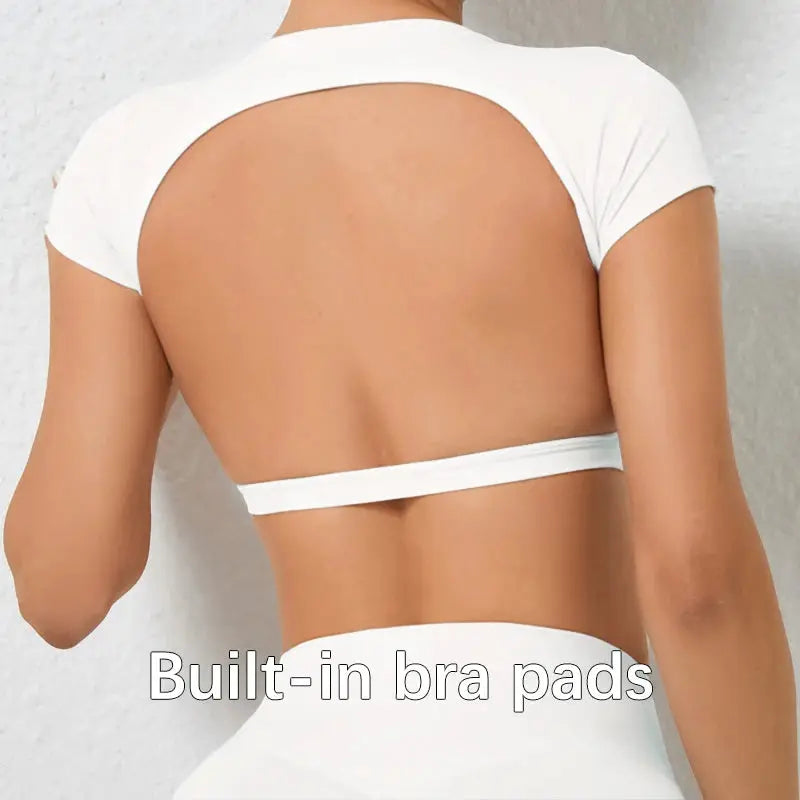 Hearuisavy Sports Shirts Breathable Backless Yoga Top For Women With Nylon Spandex Comfort For Workout And Fitness