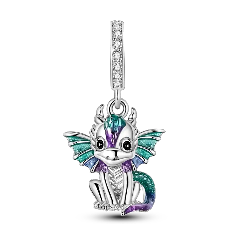 925 Sterling Silver Charms Bead Pink Butterfly Luminous Firefly Dangle Fit Bangle Bracelet Necklace DIY Jewelry