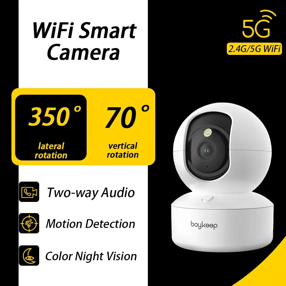BoyKeep 3MP WiFi indoor security camera by Simples Market with two-way audio and color night vision