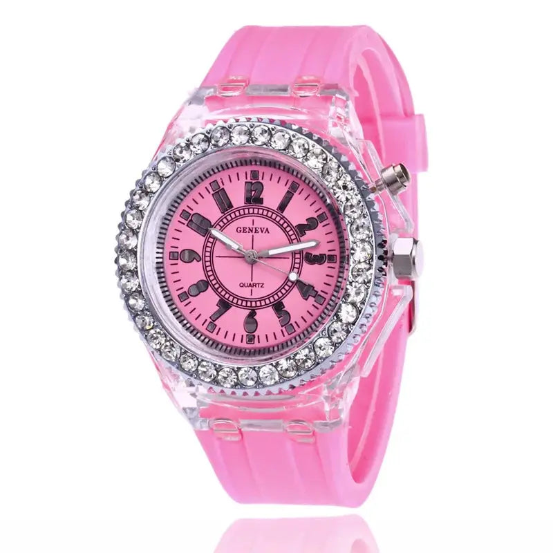 LumiPulse LED Luminous Wristwatch With Rhinestones Silicone Comfort Unisex For Women Men Kids