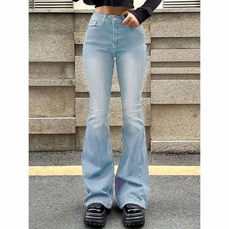 2025 High Waist Flared Bootcut Jeans Women Stretch Denim Bellbottoms