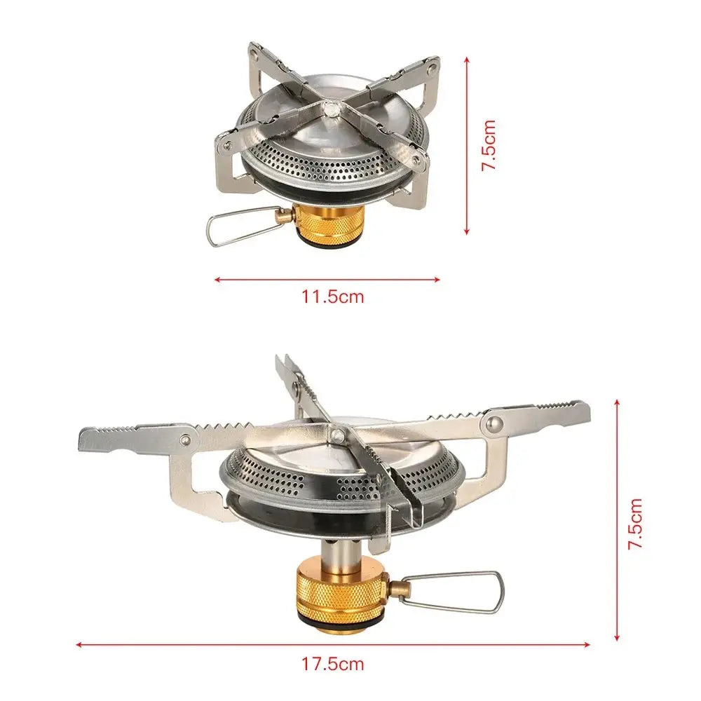Simples Market outdoor camping gas stove ultralight portable burner with fold-out pot supports and brass regulator