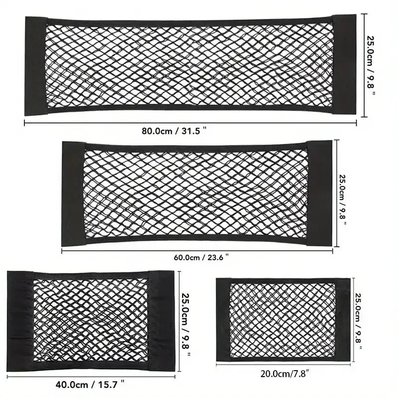 Universal Car Storage Bag Double Mesh Trunk Storage Net For Secure Organization Built In Fire Extinguisher Fixed Net