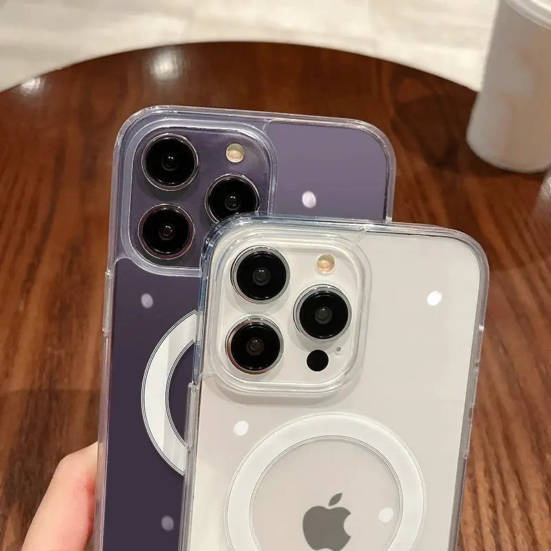 Magesafe Transparent MagSafe Compatible Case For iPhone 11 To 17 Pro Max Wireless Charging Shockproof Cover