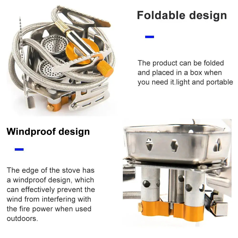 Widesea folding camping gas stove, windproof with orange knobs, Simples Market