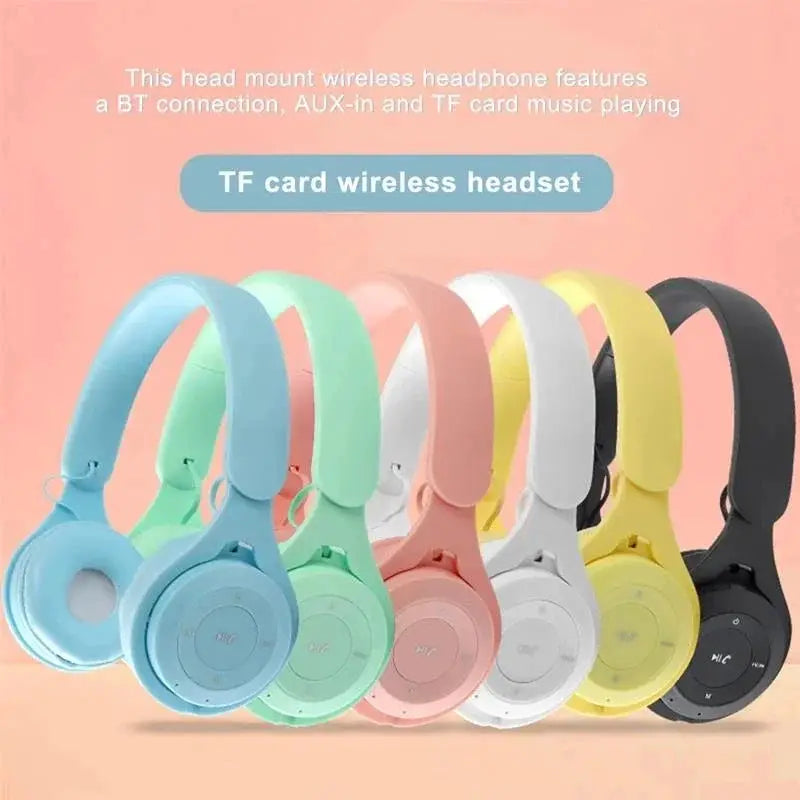 Y08 wireless Bluetooth headphones, 7-pack pastel macaron headsets with mic for mobile/tablet.