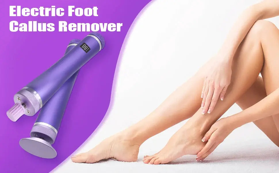 Simples Market USB rechargeable electric foot callus remover, purple handheld with 60 replacement sandpaper tray