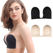 Simples Market invisible push-up strapless bra, self-adhesive silicone, black and beige; 3 items shown