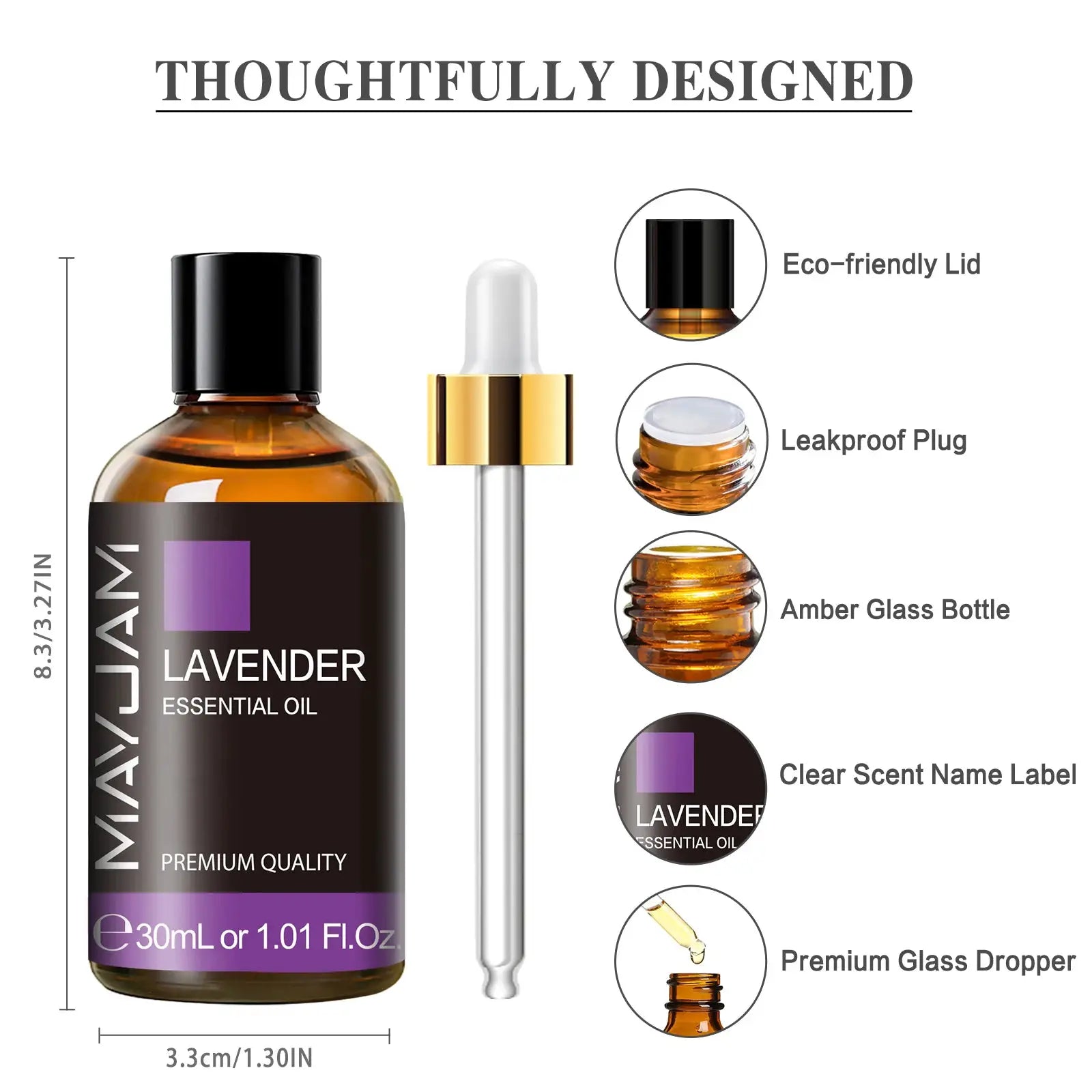 MAYJAM 30ml Aromatherapy Essential Oil Lavender Vanilla Jasmine Eucalyptus Peppermint For Diffuser Candle Soap