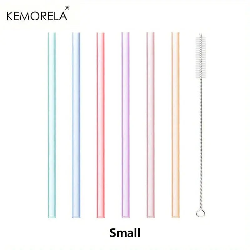 6 Piece Reusable Food Grade Transparent Silicone Straws Set Bendable And Straight With Cleaning Brush For Party