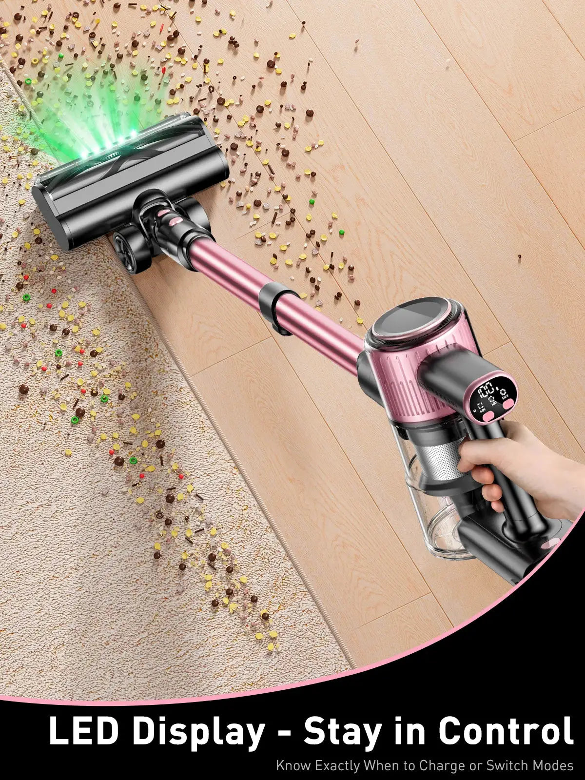 Cordless Vacuum Cleaner 55KPa 500W 10 in 1 Pet Hair Hard Floor