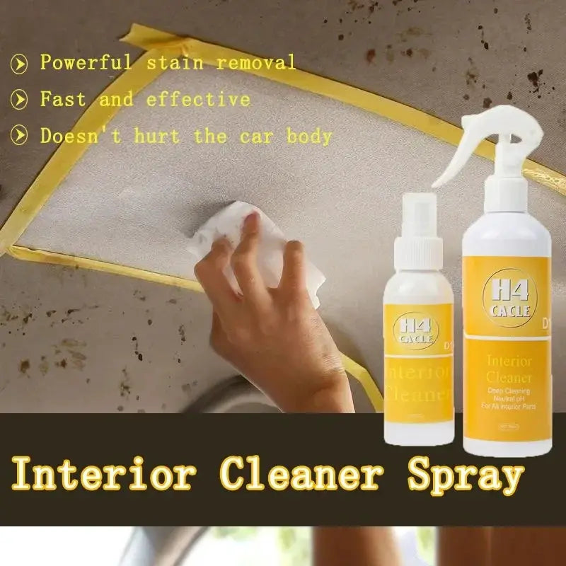Interior cleaner spray H4Cacle; two yellow-labeled car upholstery cleaners by Simples Market