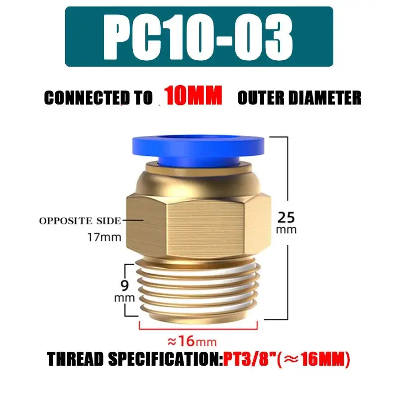 Pneumatic Fitting Air Connector Set PC4 PC6 PC8 PC10 PC12 Quick Connectors For 4 6 8 10 12 Mm Hose Fittings Inch Thread