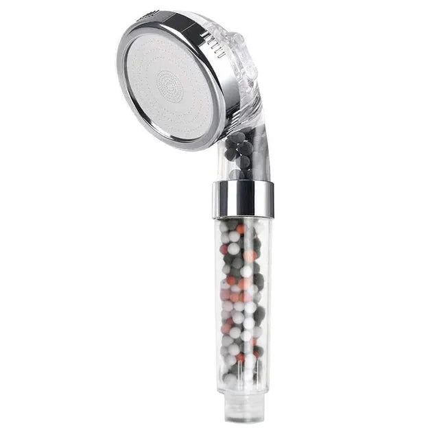 Handheld shower head by Simples Market, 3-function high-pressure SPA with transparent handle and anion filter beads