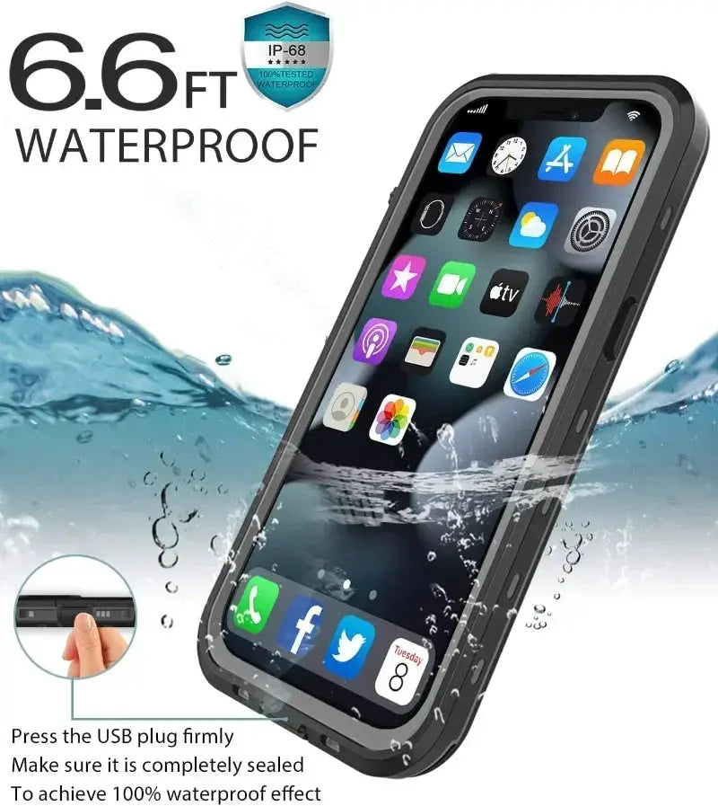 Simples Market 6.6ft IP68 waterproof clear iPhone case, shockproof with screen protector