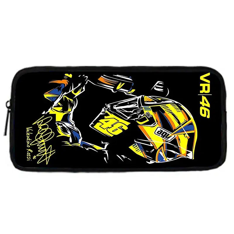 VR46 kids backpack by Simples Market in black with yellow racing helmet design