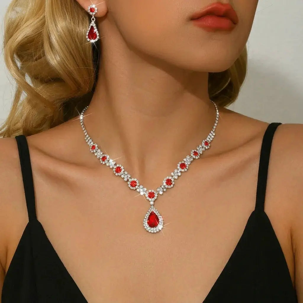 Water Droplet Necklace And Earrings Set Elegant Two Piece Jewelry Gift For Girlfriend And Best Friend Birthday Surprise