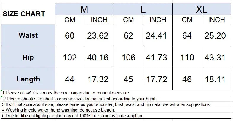 Simples Market size chart for Summer Women Shorts showing waist, hip, and length for M, L, XL.