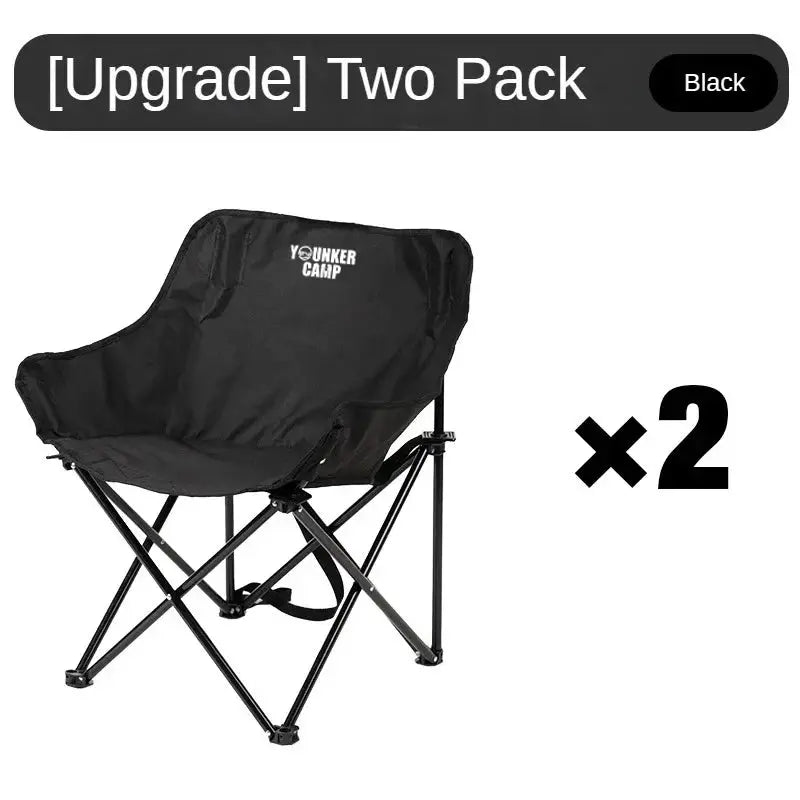 Two-pack Youngker Camp black folding moon chairs for camping