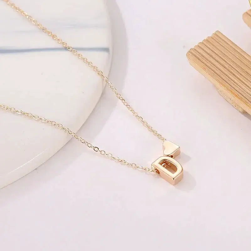 Dainty Tiny Heart Initial Necklace For Women Gold Or Silver Pendant Jewelry Personalized Letter Gift