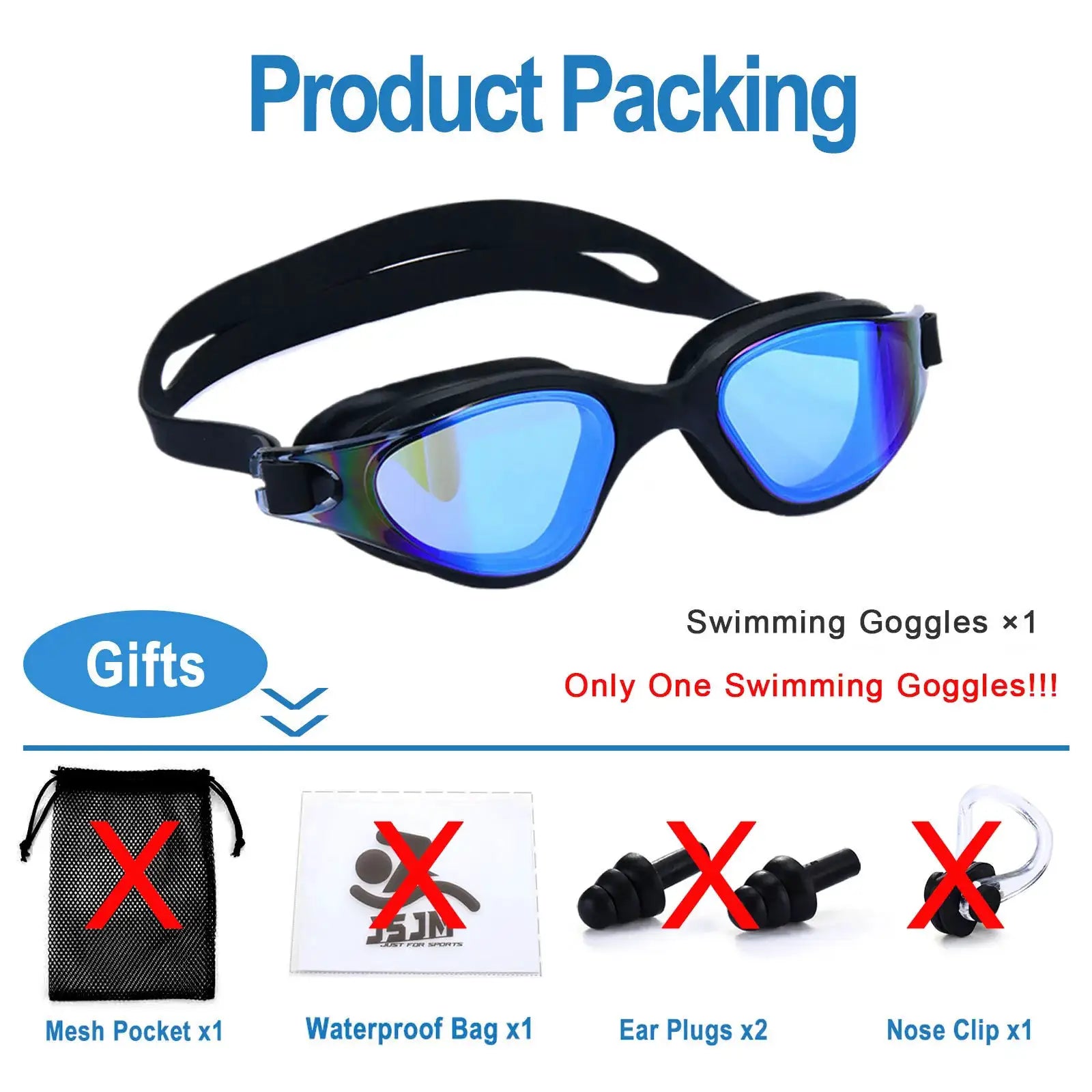 Unisex Adult Swimming Goggles Anti Fog Swim Glasses Adjustable Silicone Strap Waterproof Eyewear
