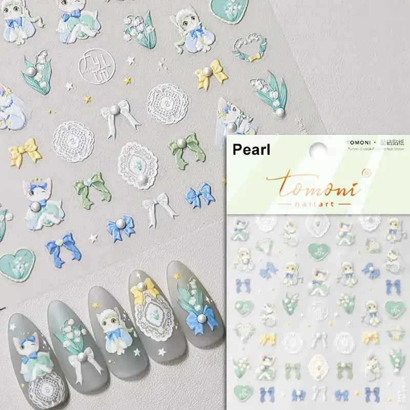 Nail art stickers by Tomoni with pink translucent jelly texture and 5D embossed self-adhesive fruit decals