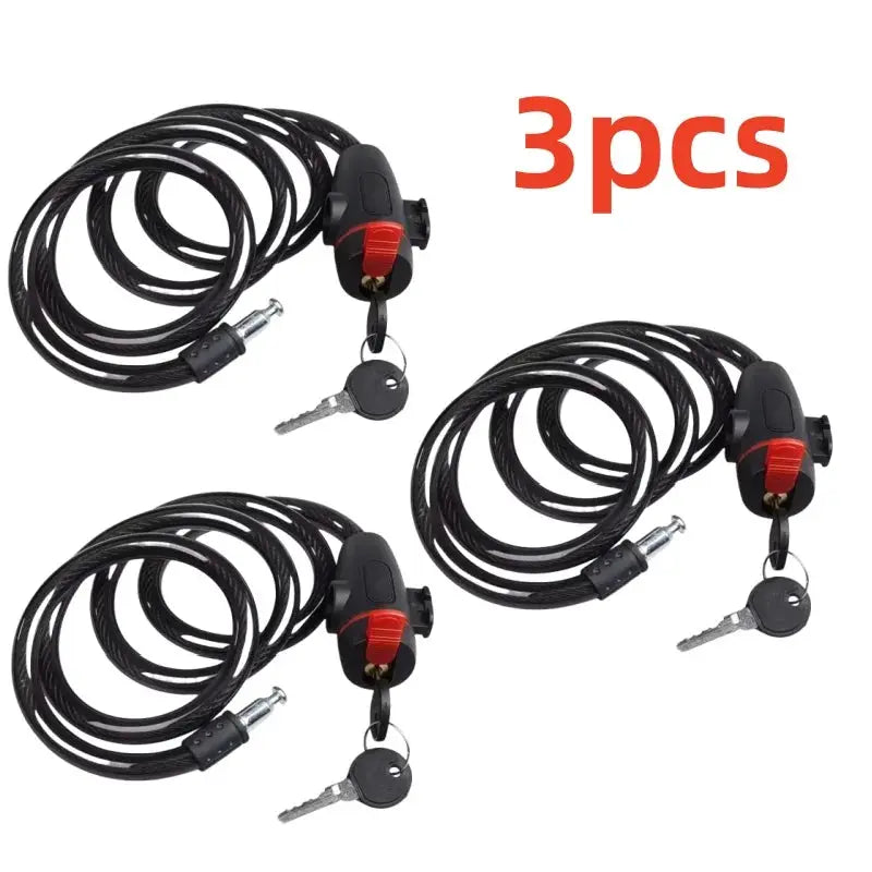 Simples Market 3pc heavy-duty motorcycle chain locks, 84cm metal anti-theft chains with keys