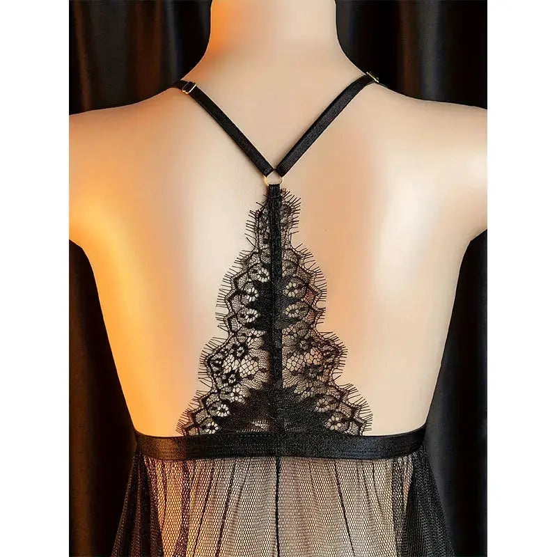 LaceLuxe Suspender Lingerie Set Front Open Lace Up Dress For Plus Size Women With Confidence