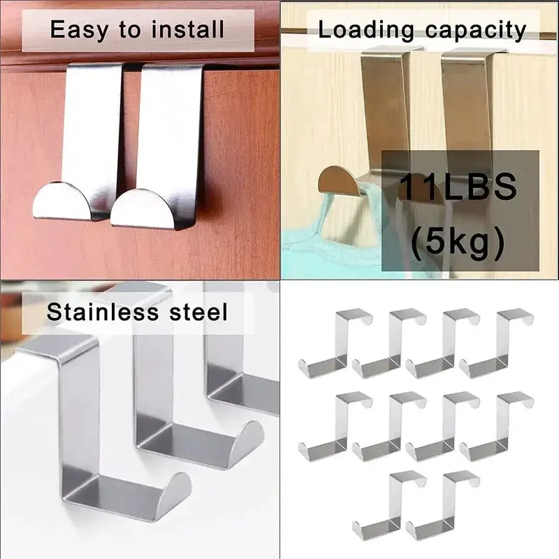 Z Shaped Stainless Steel Bathroom Cabinet Hook For Coats Keys Kitchen Utensils Rear Hanger Organizer