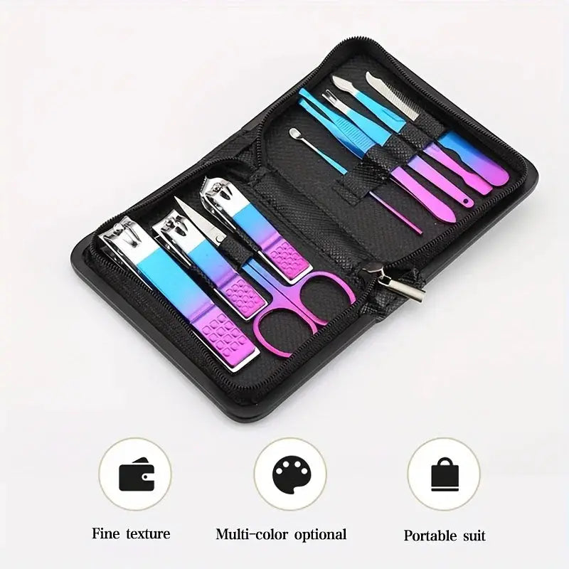 Simples Market stainless steel manicure and pedicure kit in a black travel case, 9–18 pieces