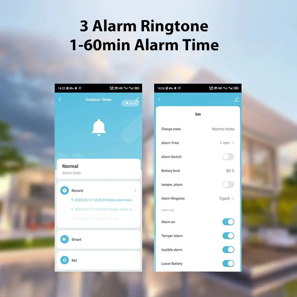 Outdoor waterproof smart siren alarm by Simples Market with Zigbee/WiFi, app control UI