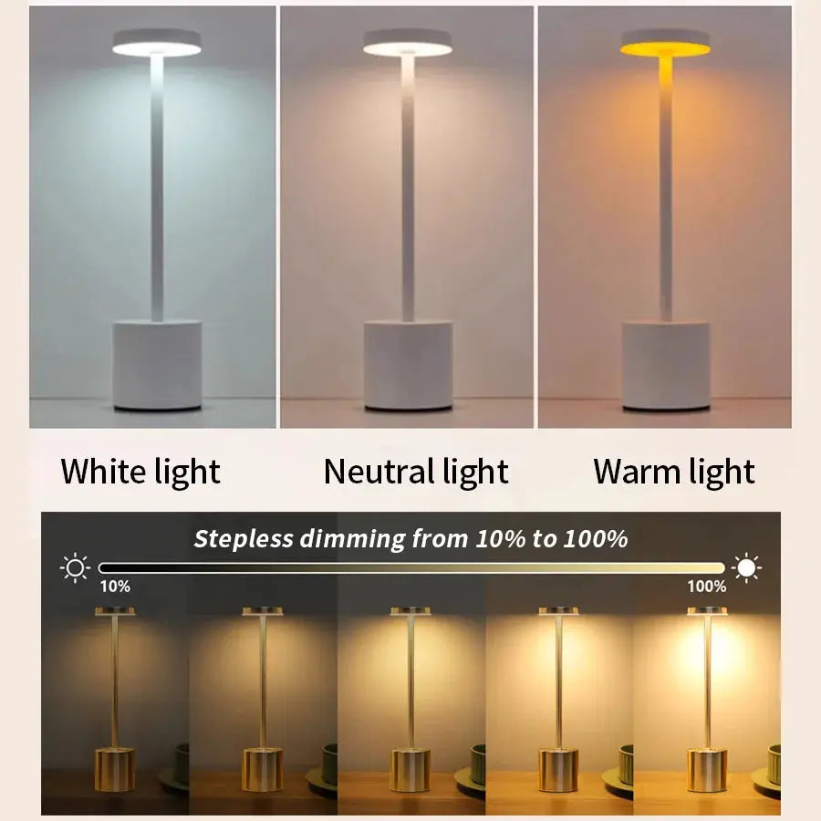 Classic USB Rechargeable Table Lamp Night Light Stepless Dimming Touch Desk Lamp With 3 Color Temperatures Bedside Decor