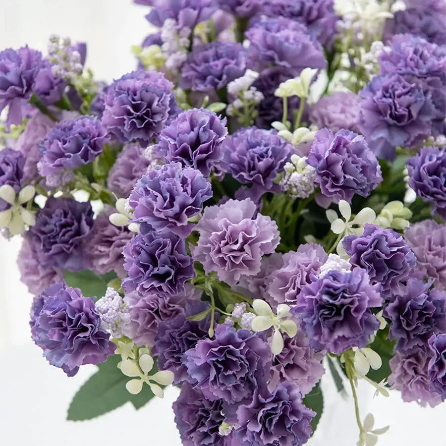Simples Market purple carnation artificial bouquet with 15 heads for wedding arch decor