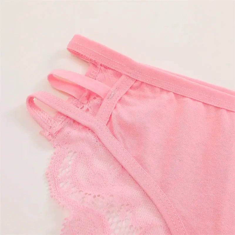 Pink Simples Market lace panties with elastic straps and floral lace trim