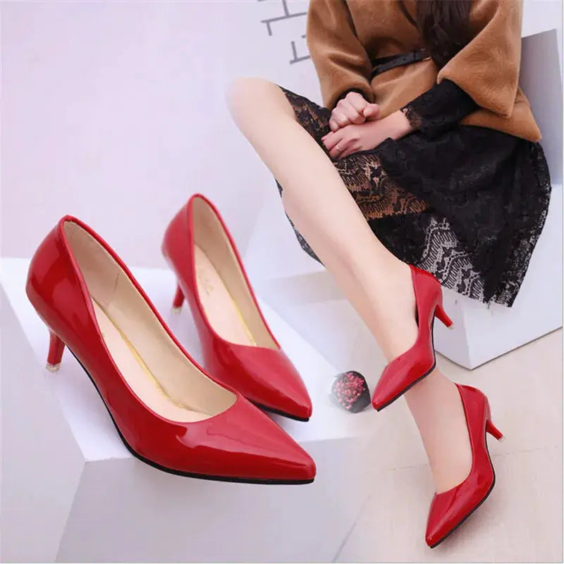 GraceStep Nude Pumps For Women Medium Heel Slip On Dress Shoes Sleek PU Comfort For Office And Parties