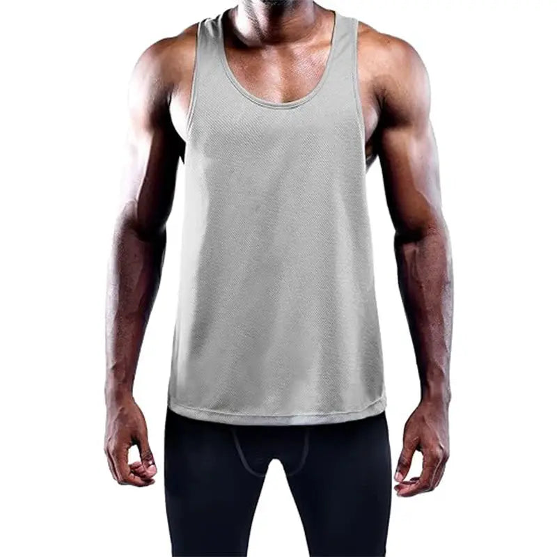 Men's running tank top, grey quick-dry gym vest by Simples Market