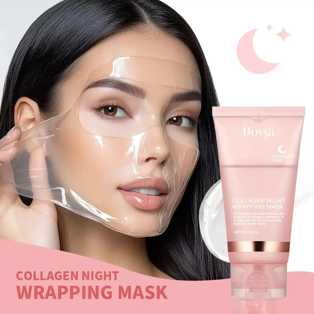 Glow Collagen Overnight Wrapping Peel Off Facial Mask Set For Deep Hydration And Replenishes Collagen While You Sleep