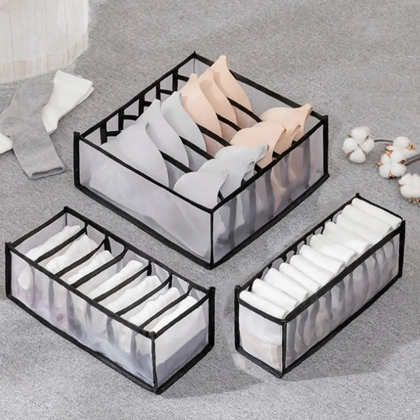 Foldable Closet Drawer Organizer For Socks And Underwear 7 9 11 Grid Storage Box Jeans Bra Organizer
